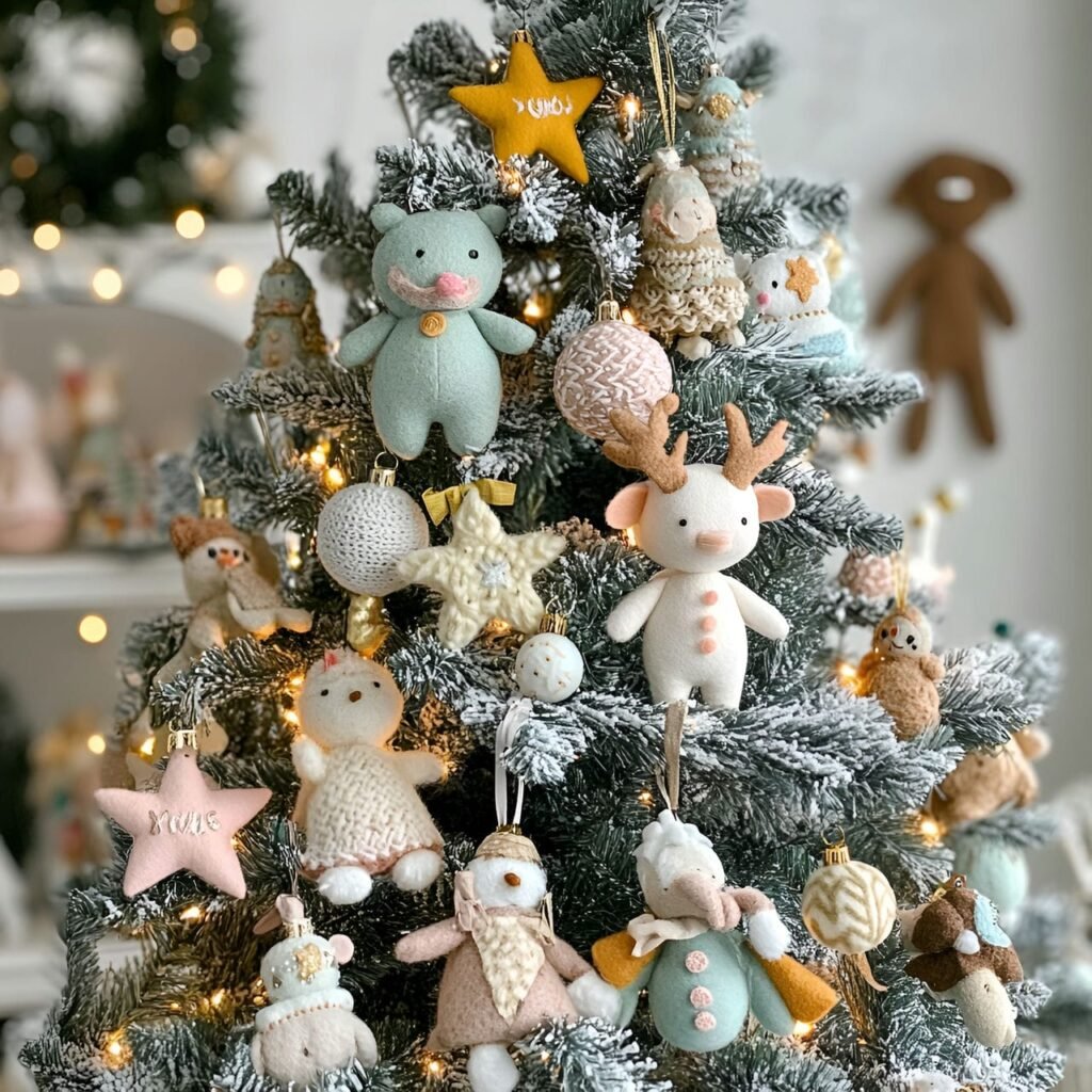 01. Felt Ornaments Christmas Tree with Soft Pastel Décor