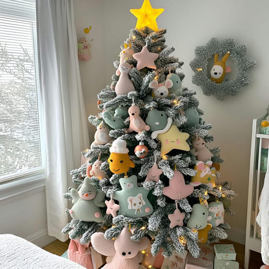 01. Felt Ornaments Christmas Tree with Soft Pastel Décor