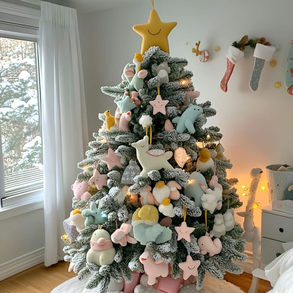 01. Felt Ornaments Christmas Tree with Soft Pastel Décor