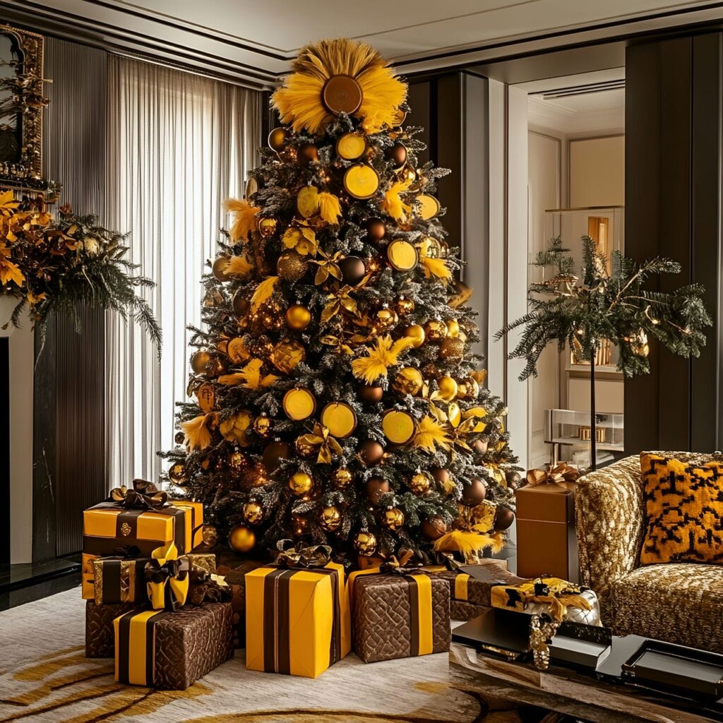 06. Fendi Christmas Tree with Yellow and Brown Monogram Details