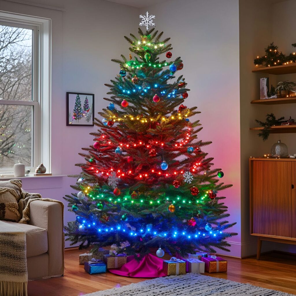 06. Festive RGB Patterned LED Tree with Classic Red-Green-Blue Display