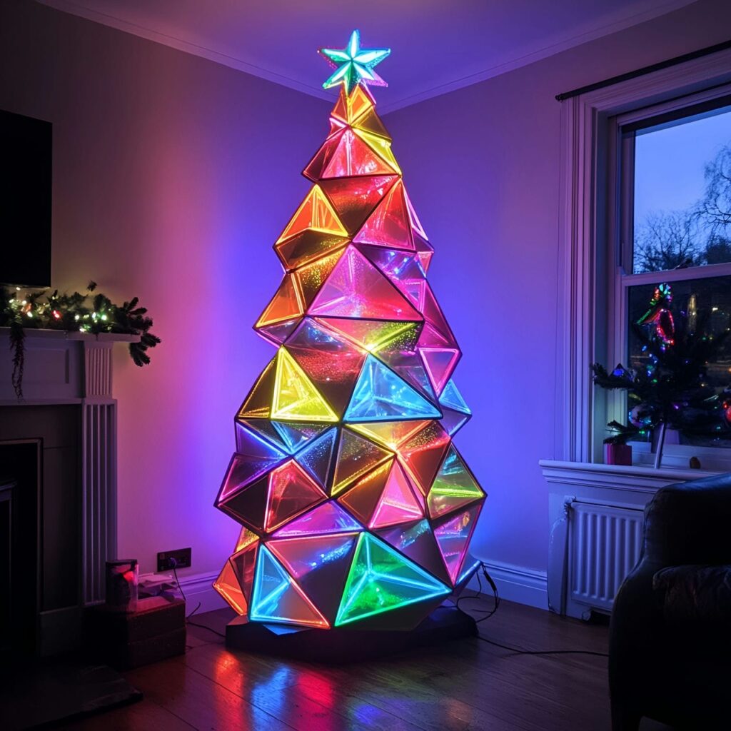 06. Festive RGB Patterned LED Tree with Classic Red-Green-Blue Display