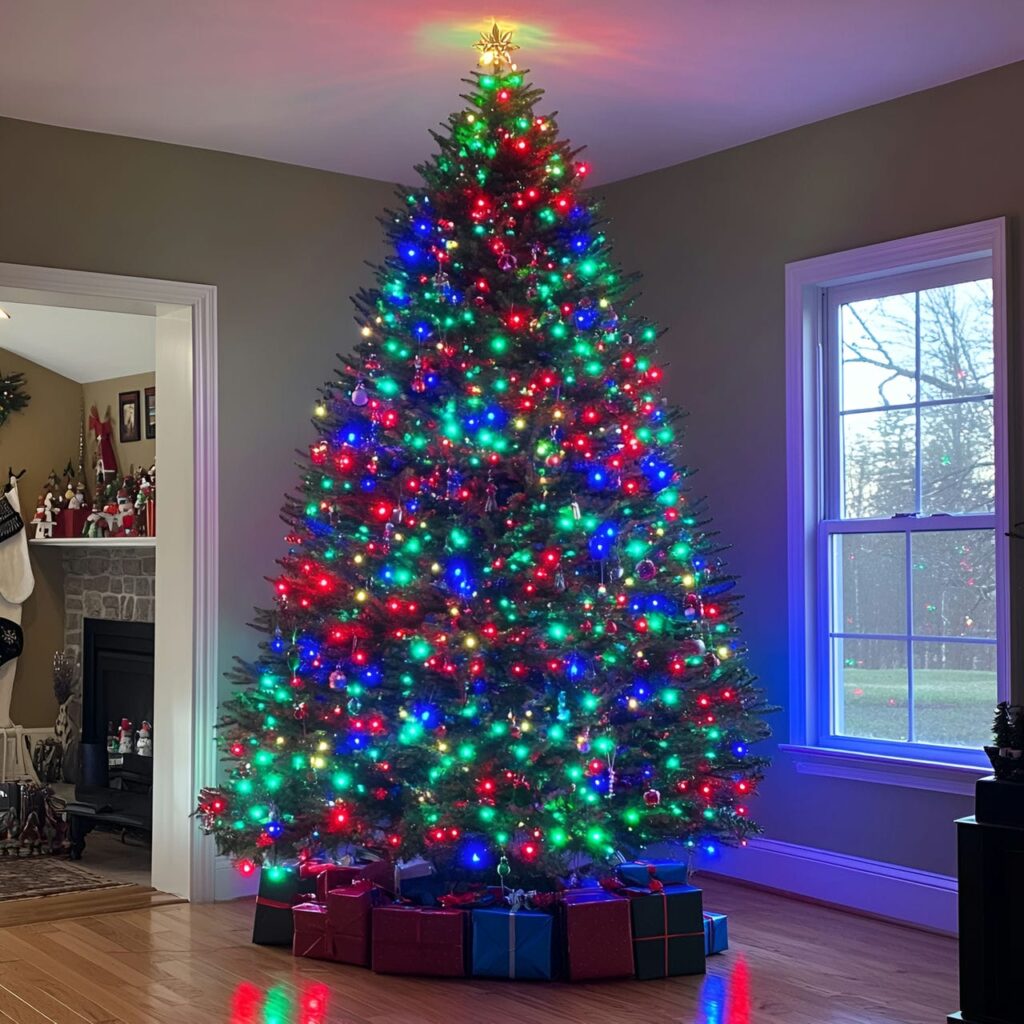 06. Festive RGB Patterned LED Tree with Classic Red-Green-Blue Display