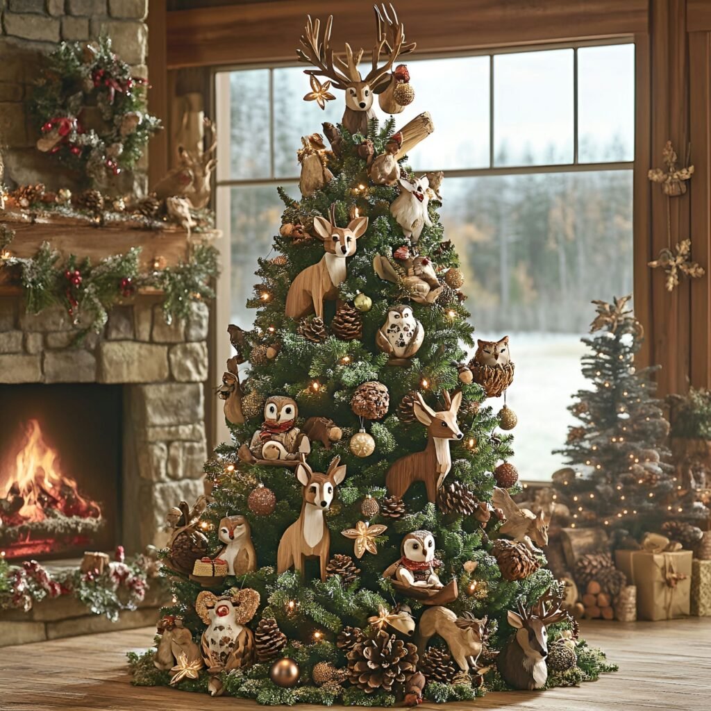 21. Wildlife and Nature Christmas Tree: Rustic and Earthy Holiday Décor Ideas