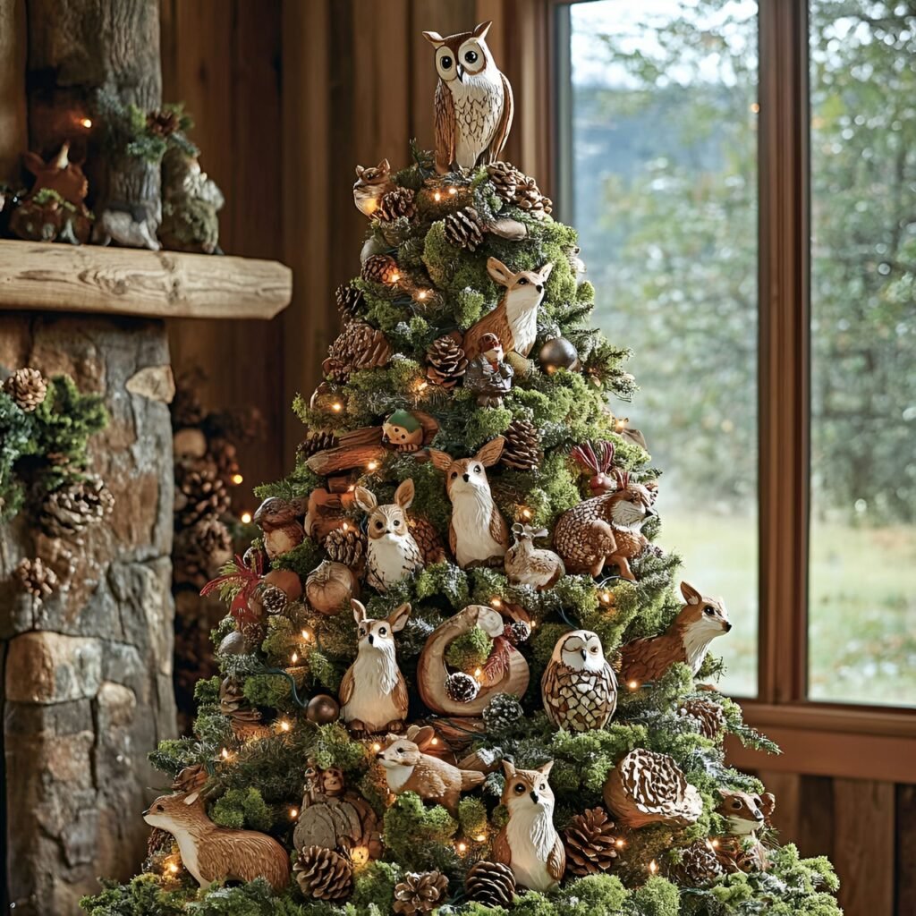 21. Wildlife and Nature Christmas Tree: Rustic and Earthy Holiday Décor Ideas