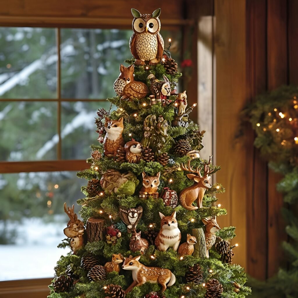 21. Wildlife and Nature Christmas Tree: Rustic and Earthy Holiday Décor Ideas