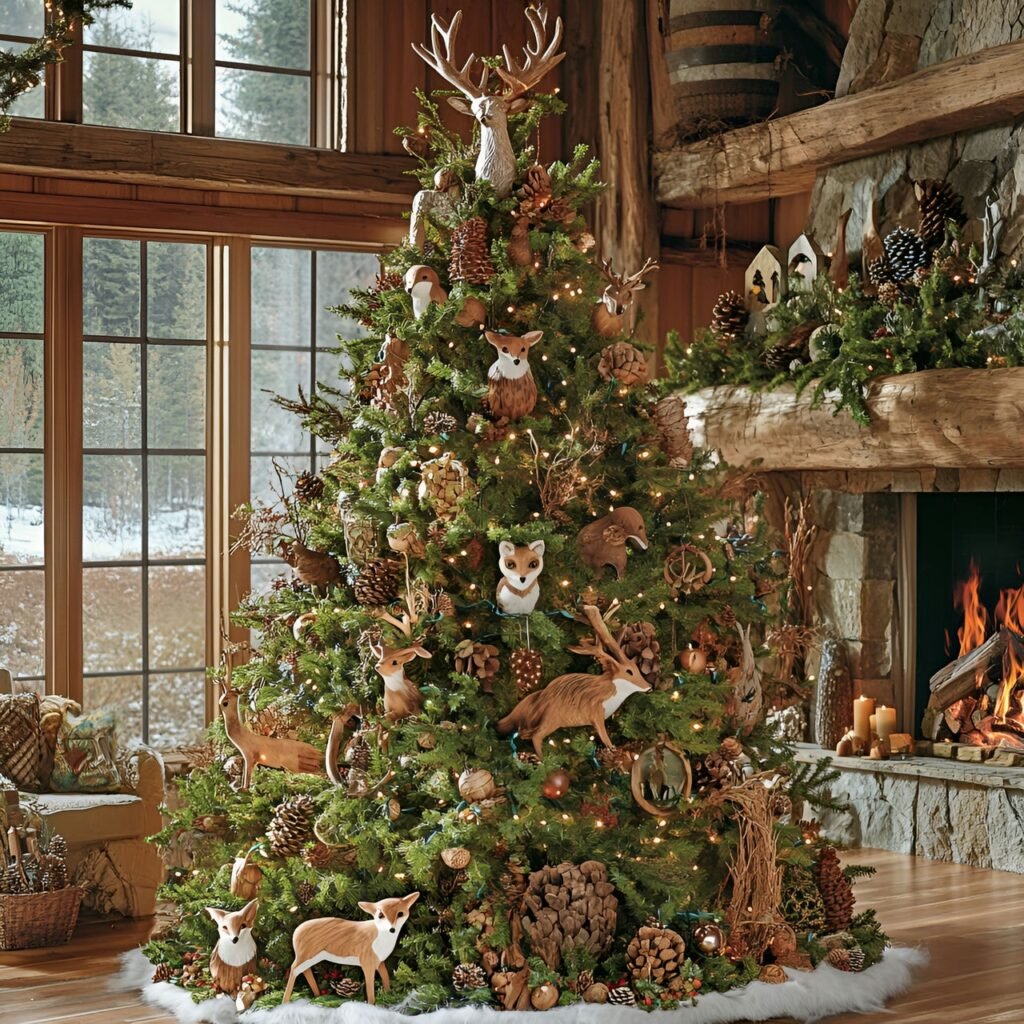 21. Wildlife and Nature Christmas Tree: Rustic and Earthy Holiday Décor Ideas