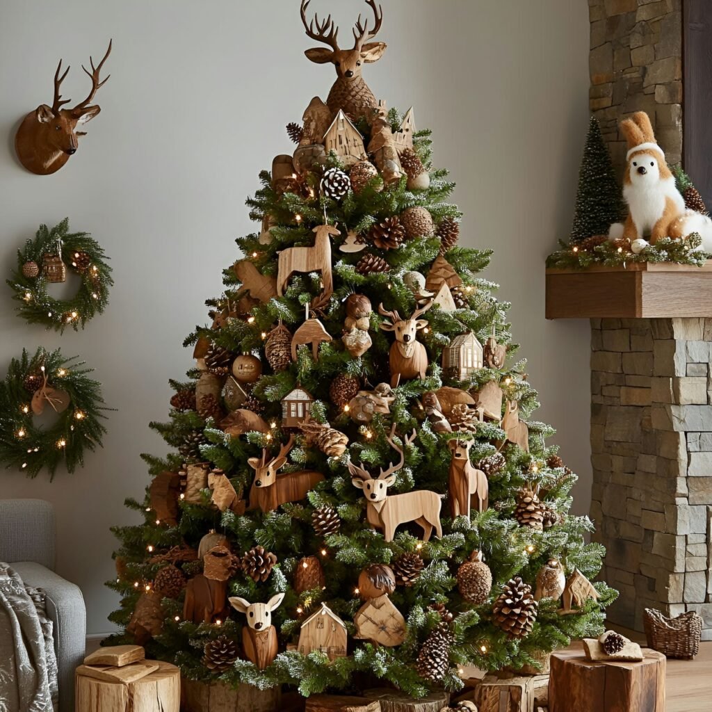 21. Wildlife and Nature Christmas Tree: Rustic and Earthy Holiday Décor Ideas