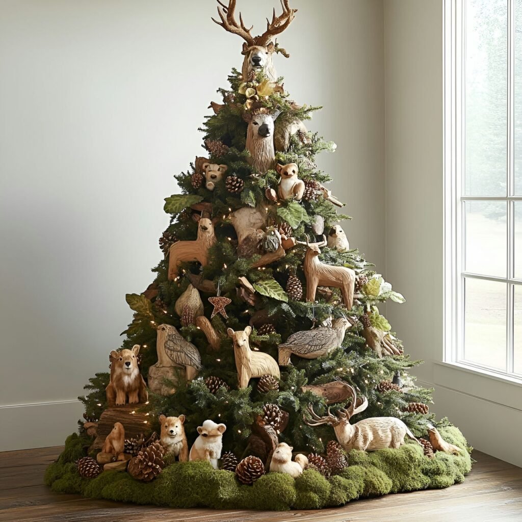 21. Wildlife and Nature Christmas Tree: Rustic and Earthy Holiday Décor Ideas