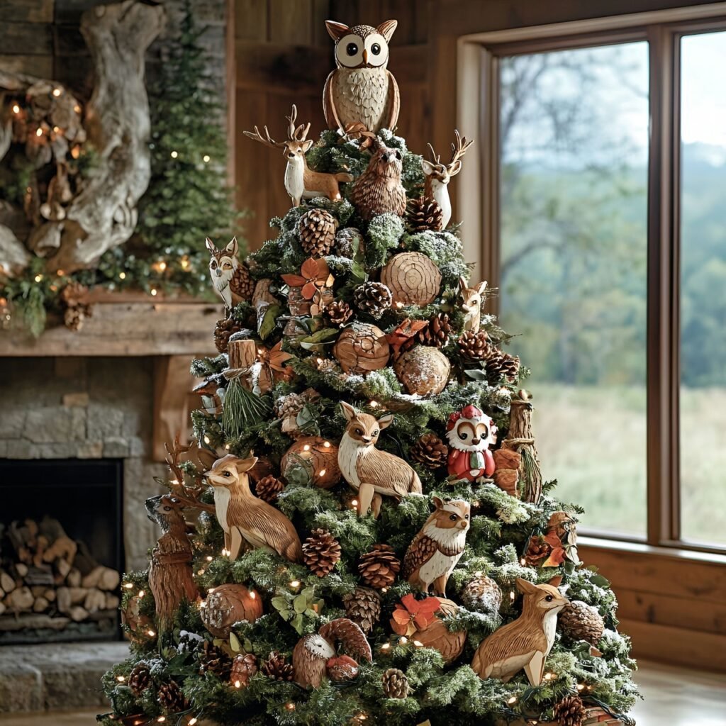 21. Wildlife and Nature Christmas Tree: Rustic and Earthy Holiday Décor Ideas