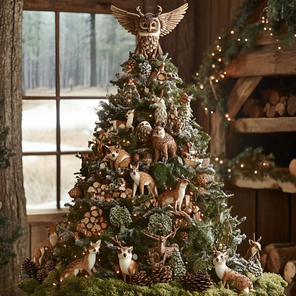 21. Wildlife and Nature Christmas Tree: Rustic and Earthy Holiday Décor Ideas