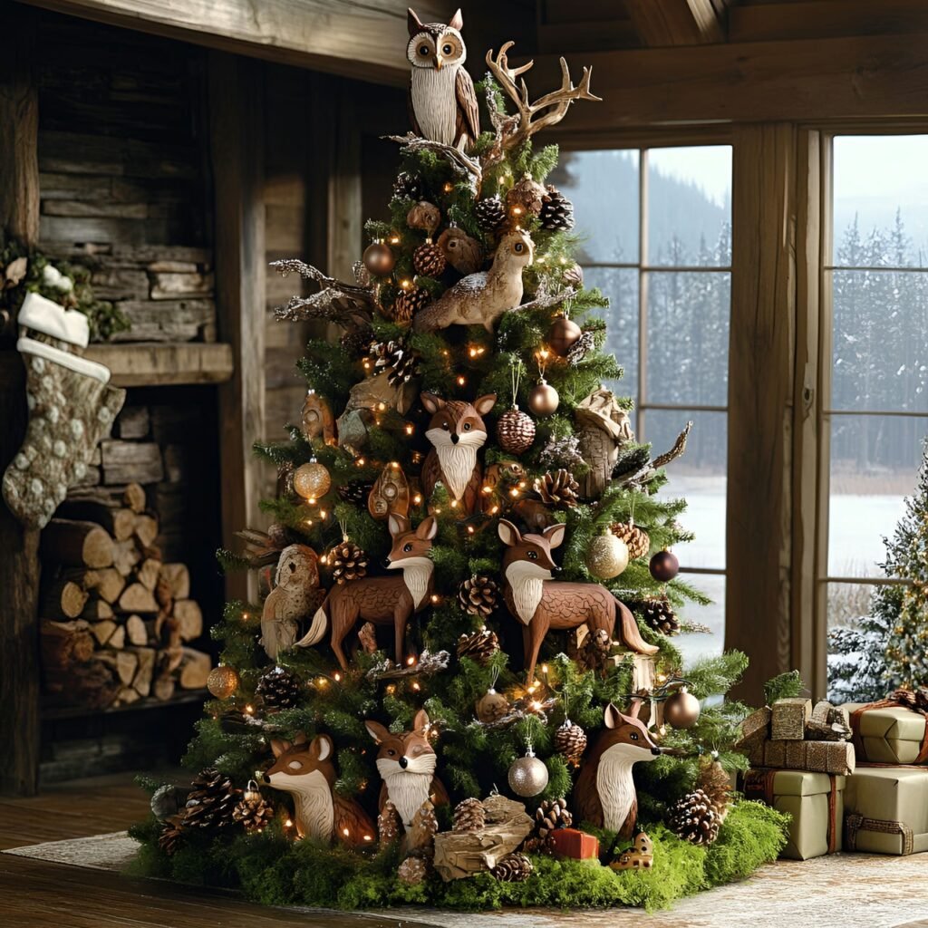 21. Wildlife and Nature Christmas Tree: Rustic and Earthy Holiday Décor Ideas