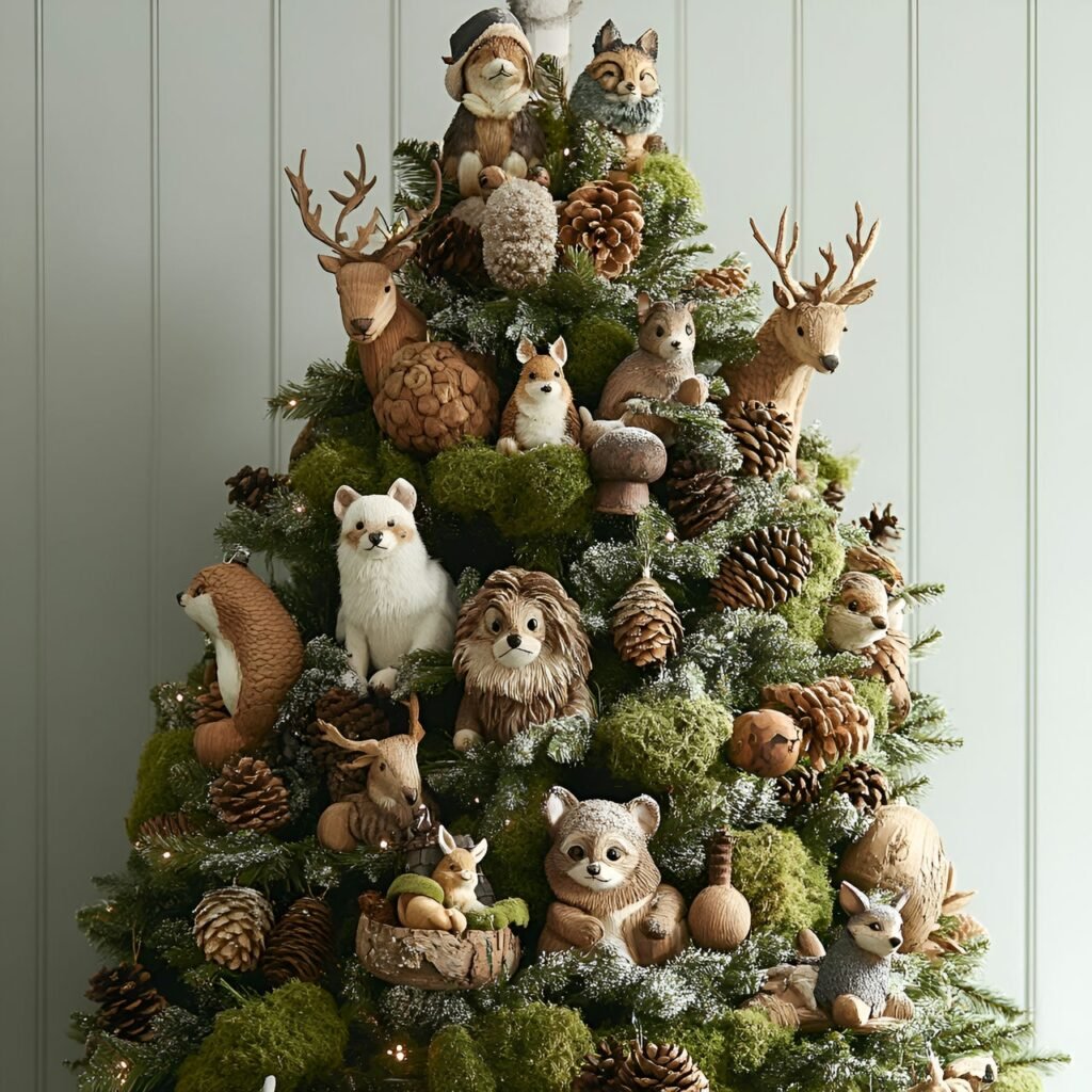 21. Wildlife and Nature Christmas Tree: Rustic and Earthy Holiday Décor Ideas