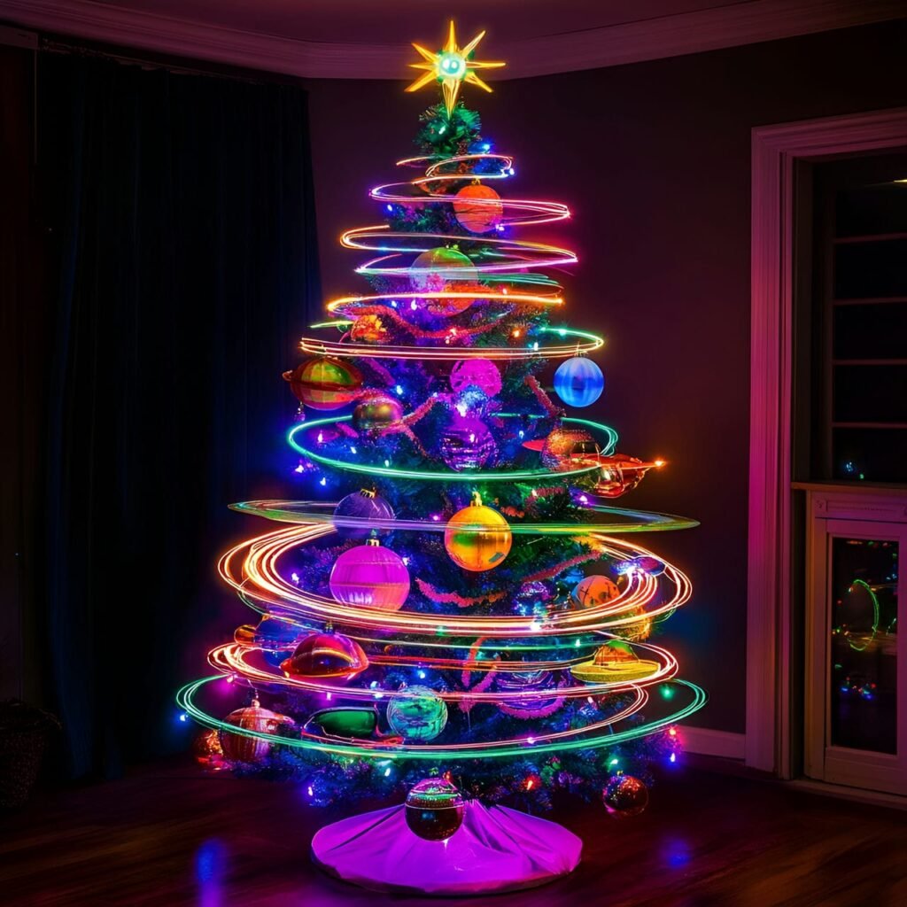 13. Space-Themed Christmas Tree: Blast Off into a Stellar Holiday Season