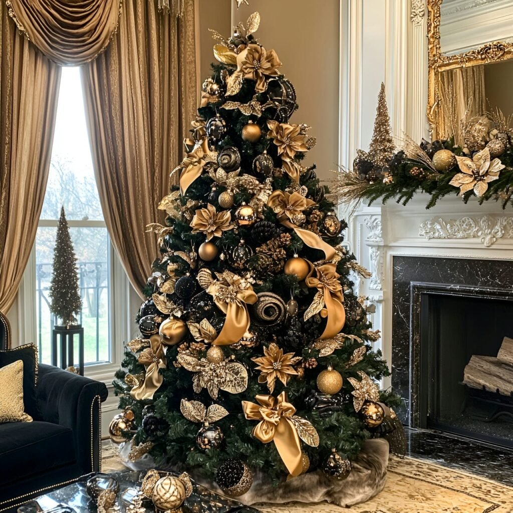 13. Gilded Age Christmas Tree with Gold & Bronze Ornaments