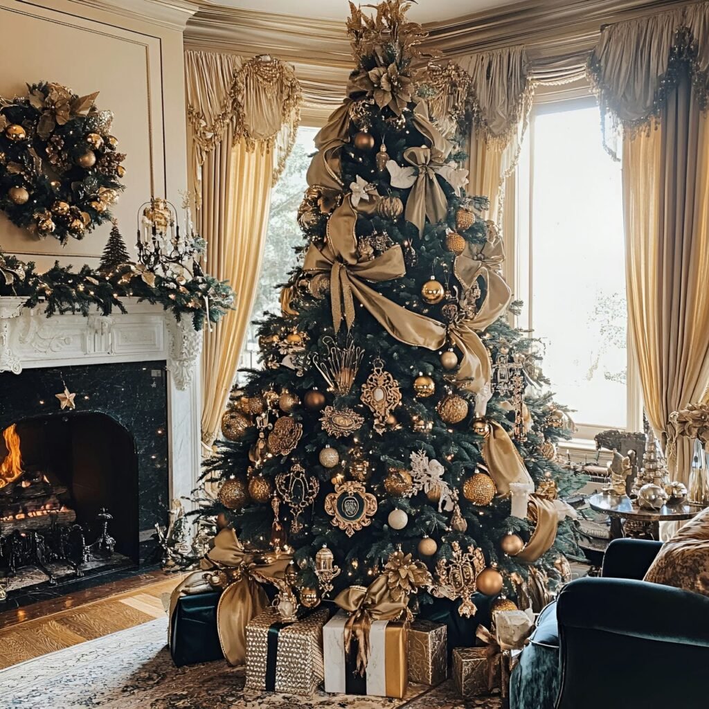 13. Gilded Age Christmas Tree with Gold & Bronze Ornaments