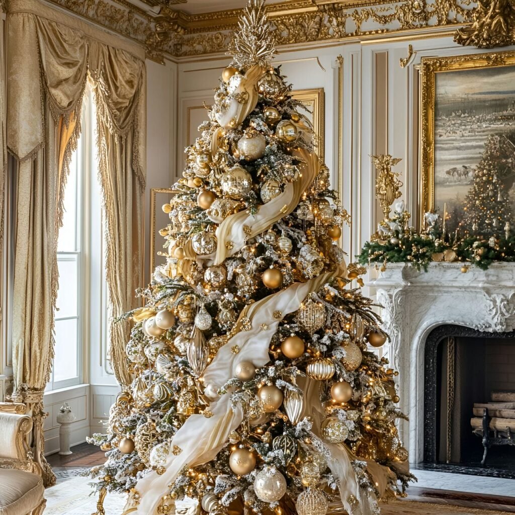 13. Gilded Age Christmas Tree with Gold & Bronze Ornaments