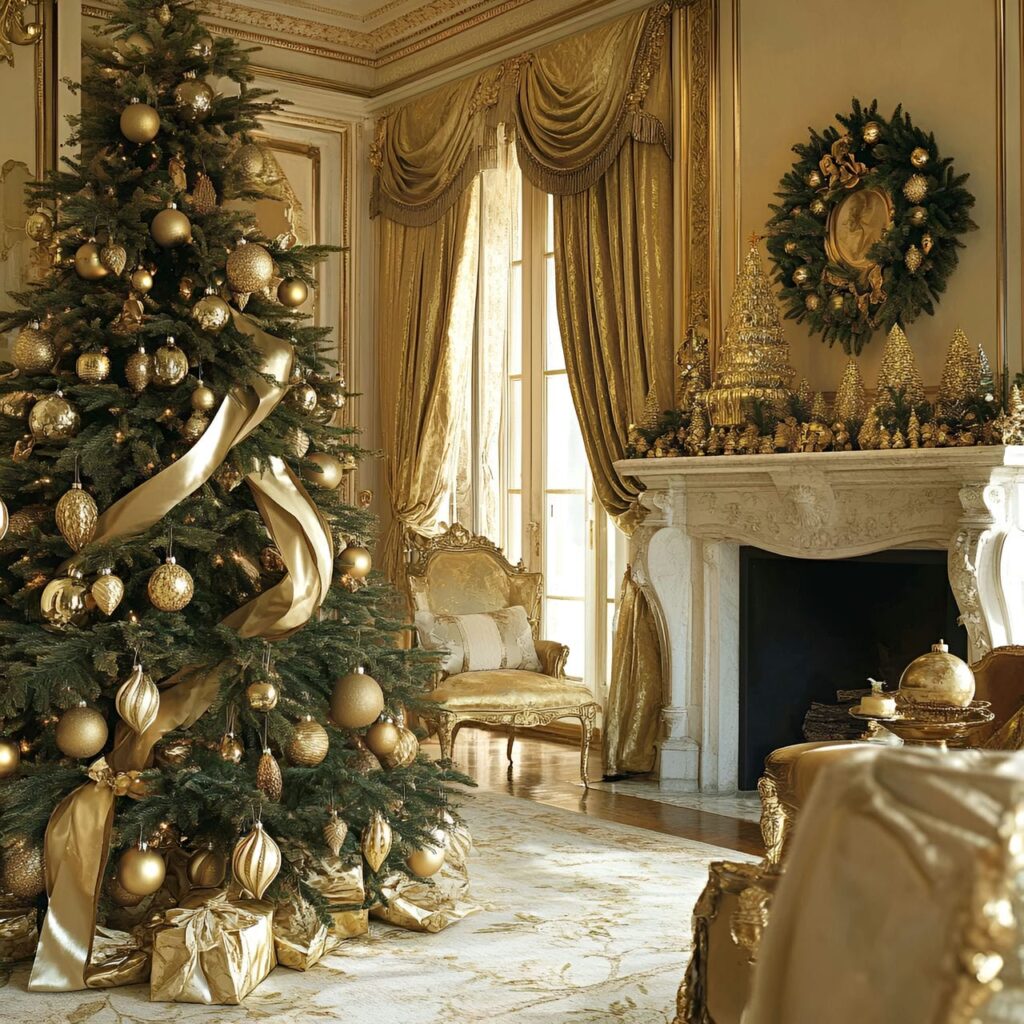 13. Gilded Age Christmas Tree with Gold & Bronze Ornaments