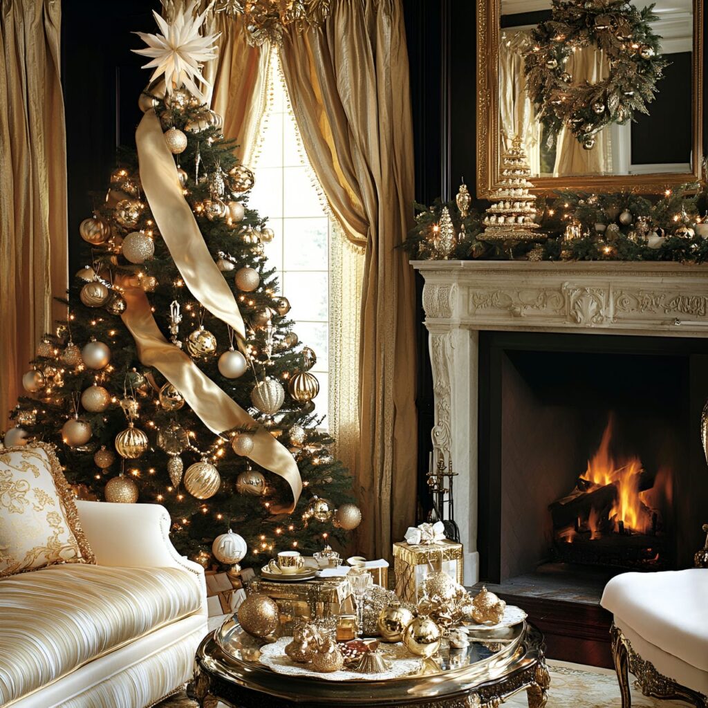 13. Gilded Age Christmas Tree with Gold & Bronze Ornaments