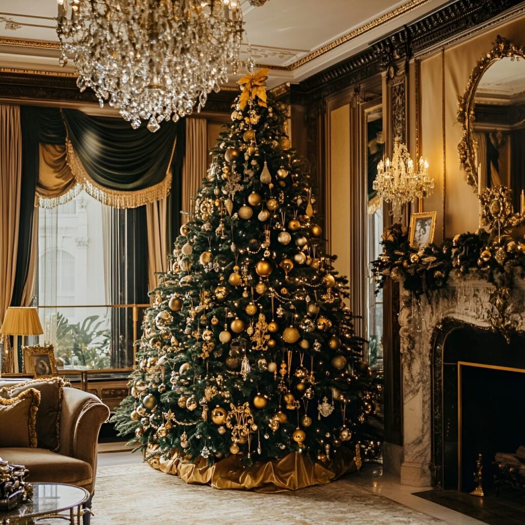 13. Gilded Age Christmas Tree with Gold & Bronze Ornaments