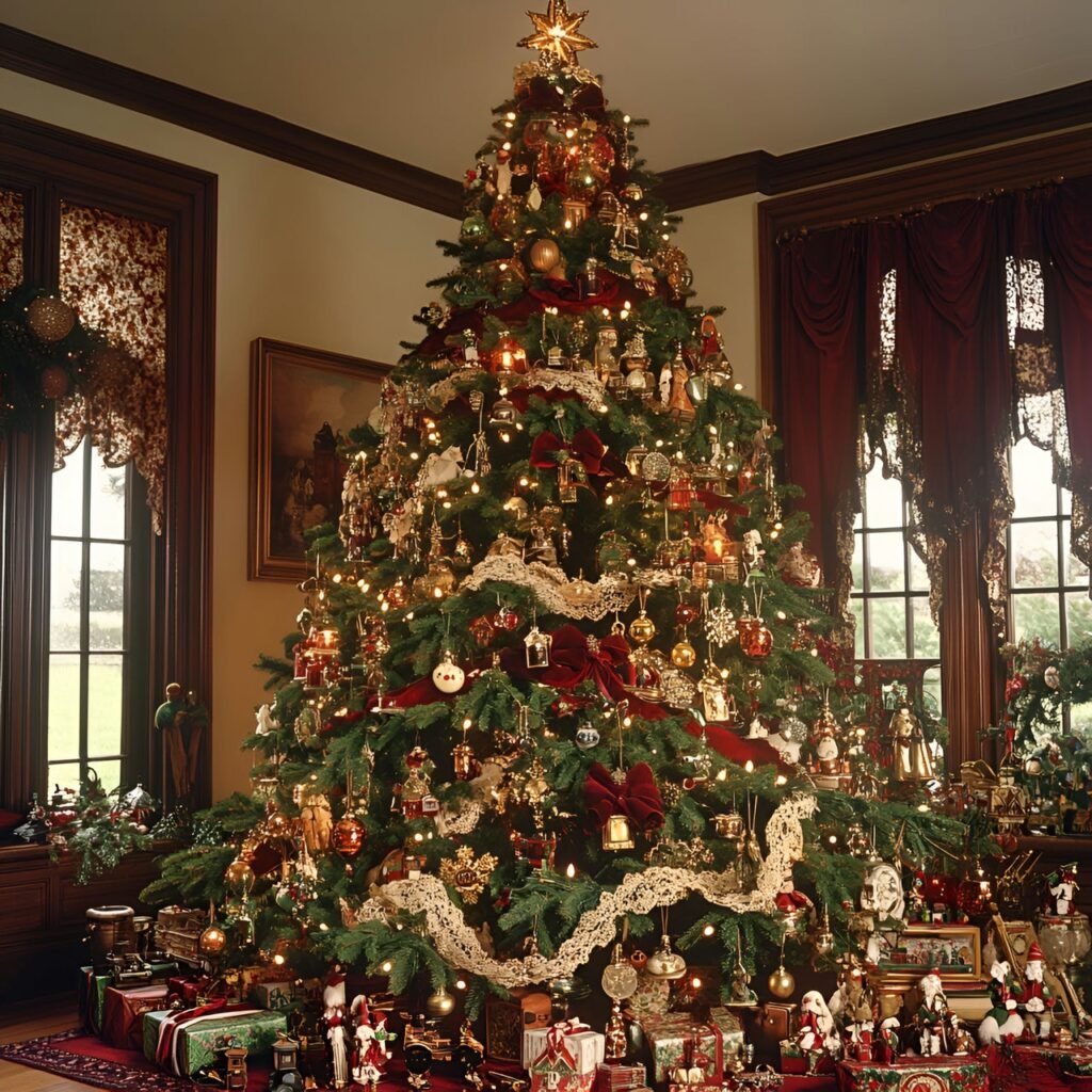 22. Vintage Victorian Christmas Tree: Timeless Holiday Elegance