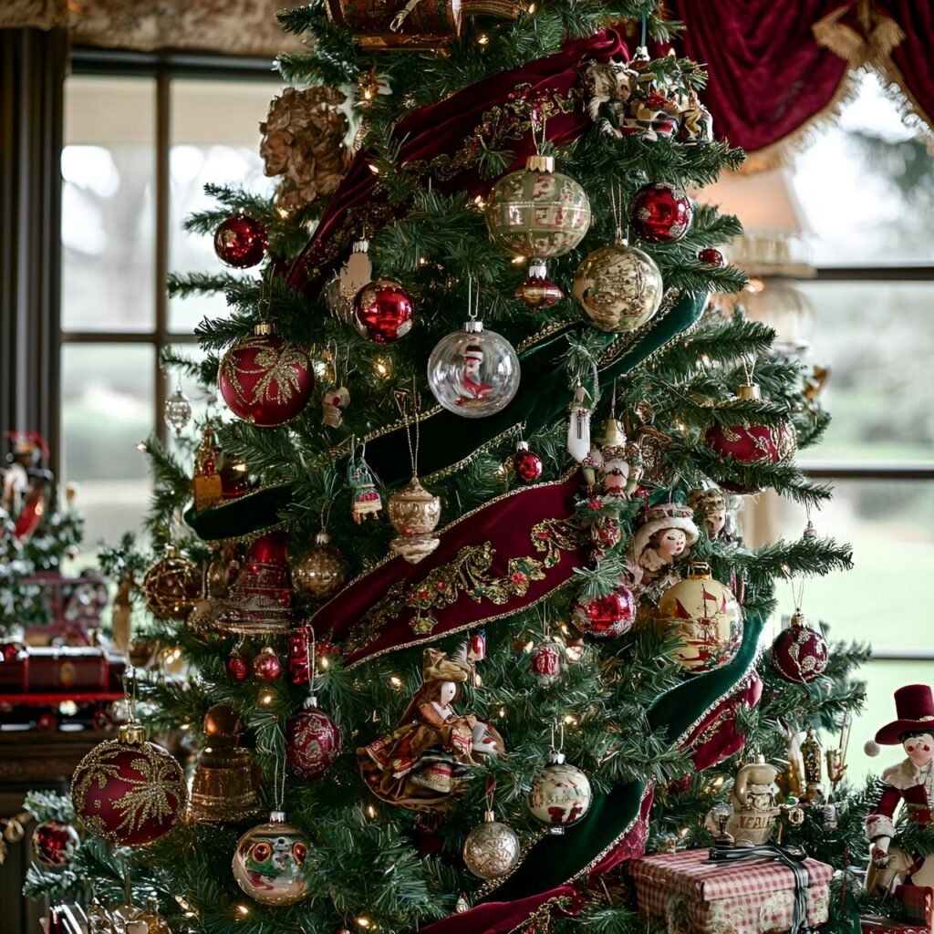 22. Vintage Victorian Christmas Tree: Timeless Holiday Elegance