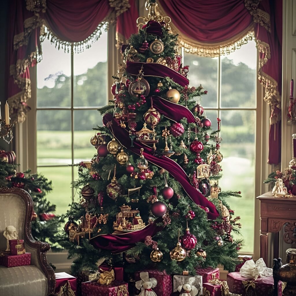 22. Vintage Victorian Christmas Tree: Timeless Holiday Elegance