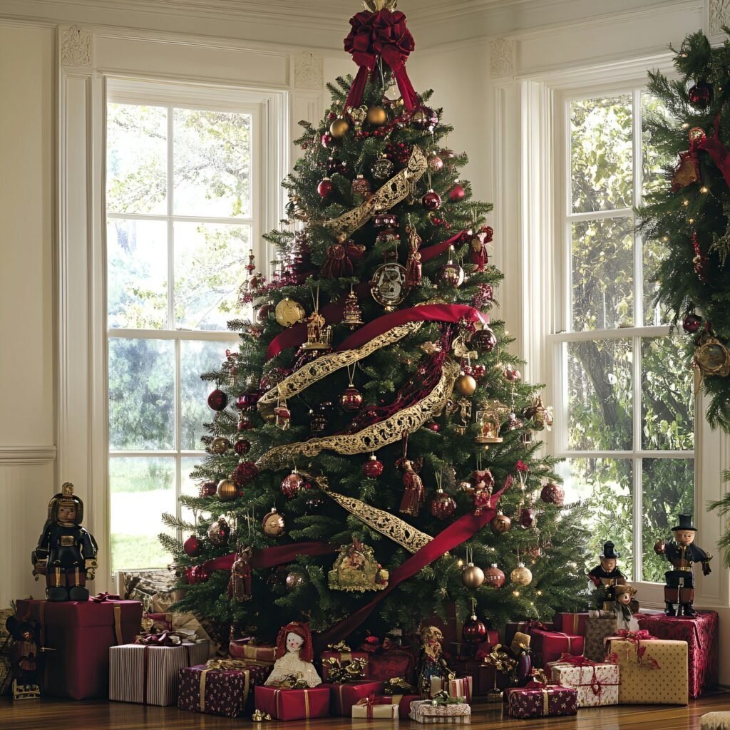 22. Vintage Victorian Christmas Tree: Timeless Holiday Elegance