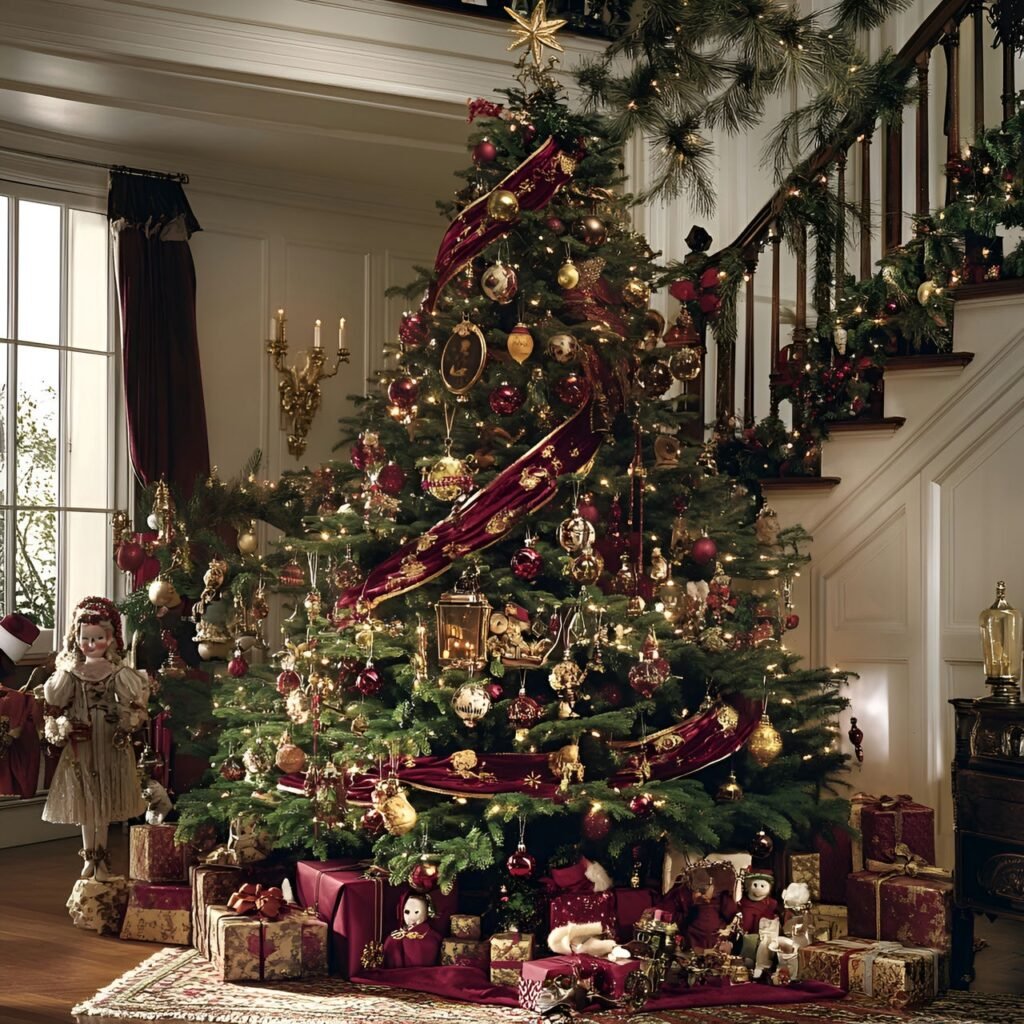 22. Vintage Victorian Christmas Tree: Timeless Holiday Elegance