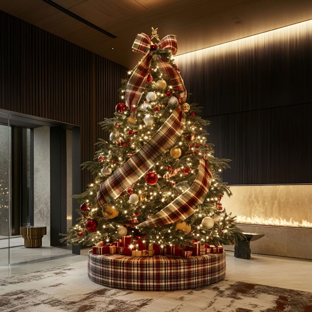 01. Gucci Plaid Perfection Christmas Tree with Festive Plaid Ribbons