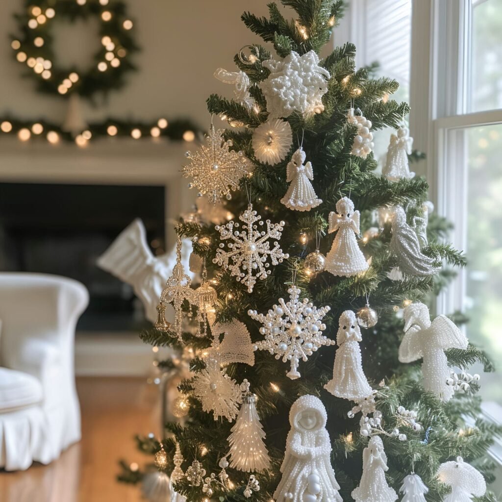 13. Handmade Bead Ornaments Tree with Sparkling Twinkles