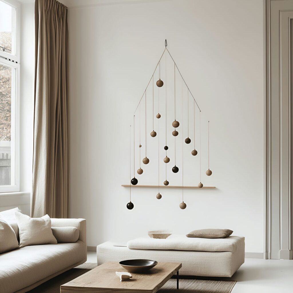 15. Hanging Ornament Tree with Floating Holiday Effect