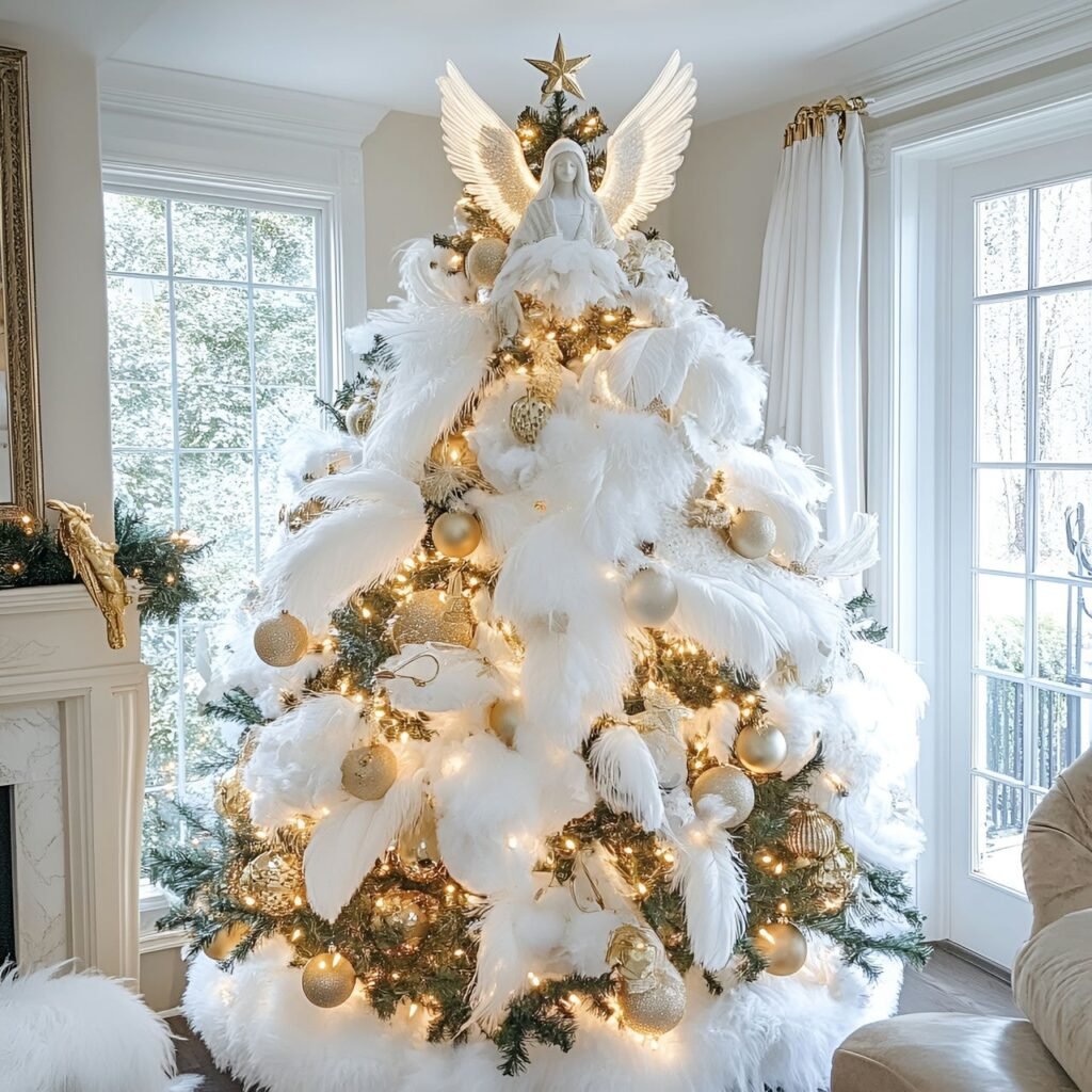 25. Angel-Themed Christmas Tree: Heavenly Décor for a Serene Holiday