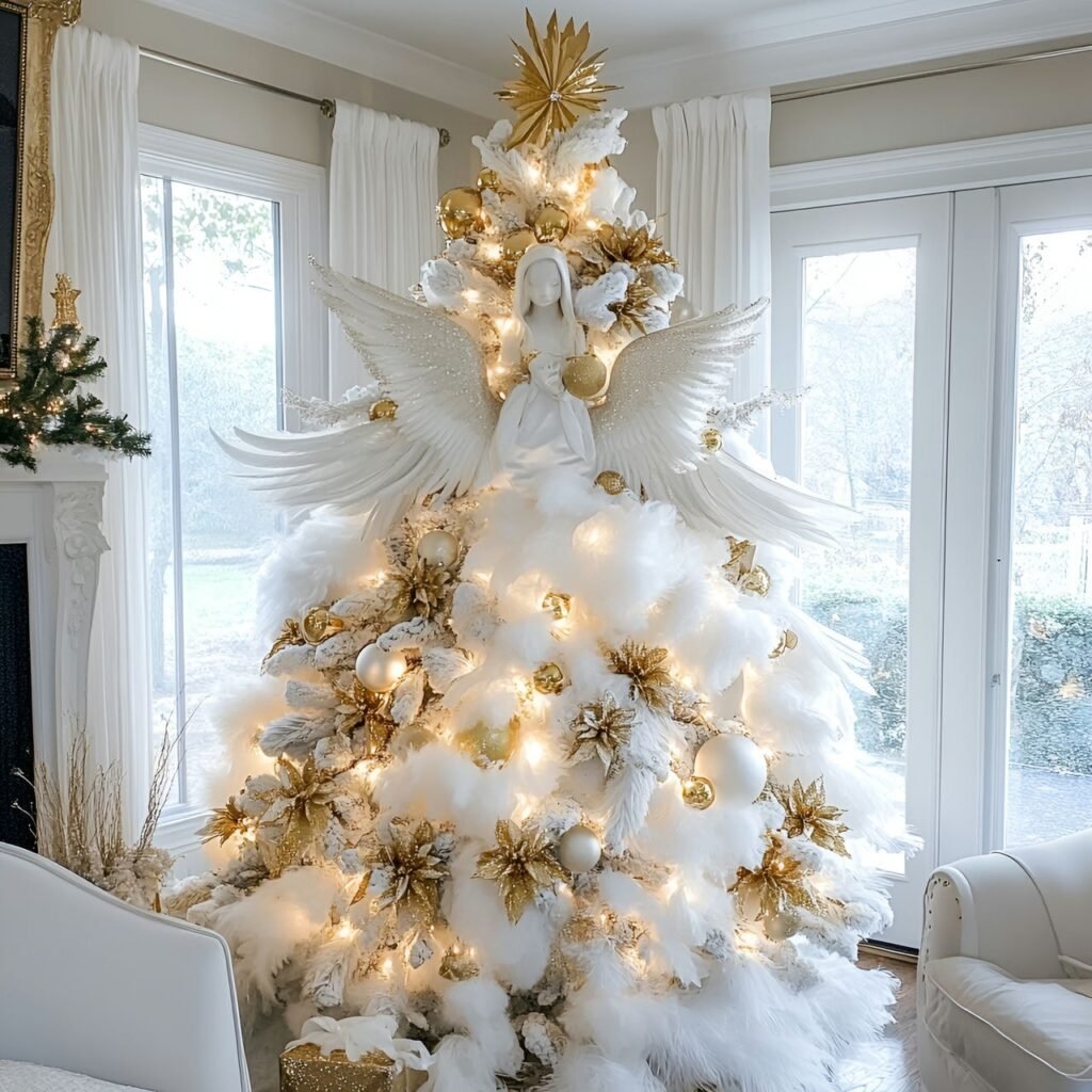 25. Angel-Themed Christmas Tree: Heavenly Décor for a Serene Holiday