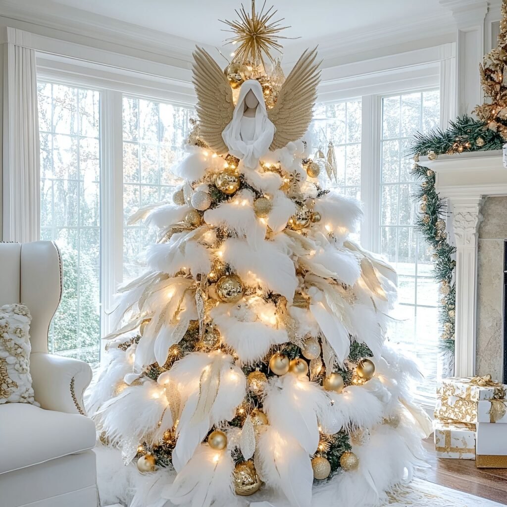 25. Angel-Themed Christmas Tree: Heavenly Décor for a Serene Holiday