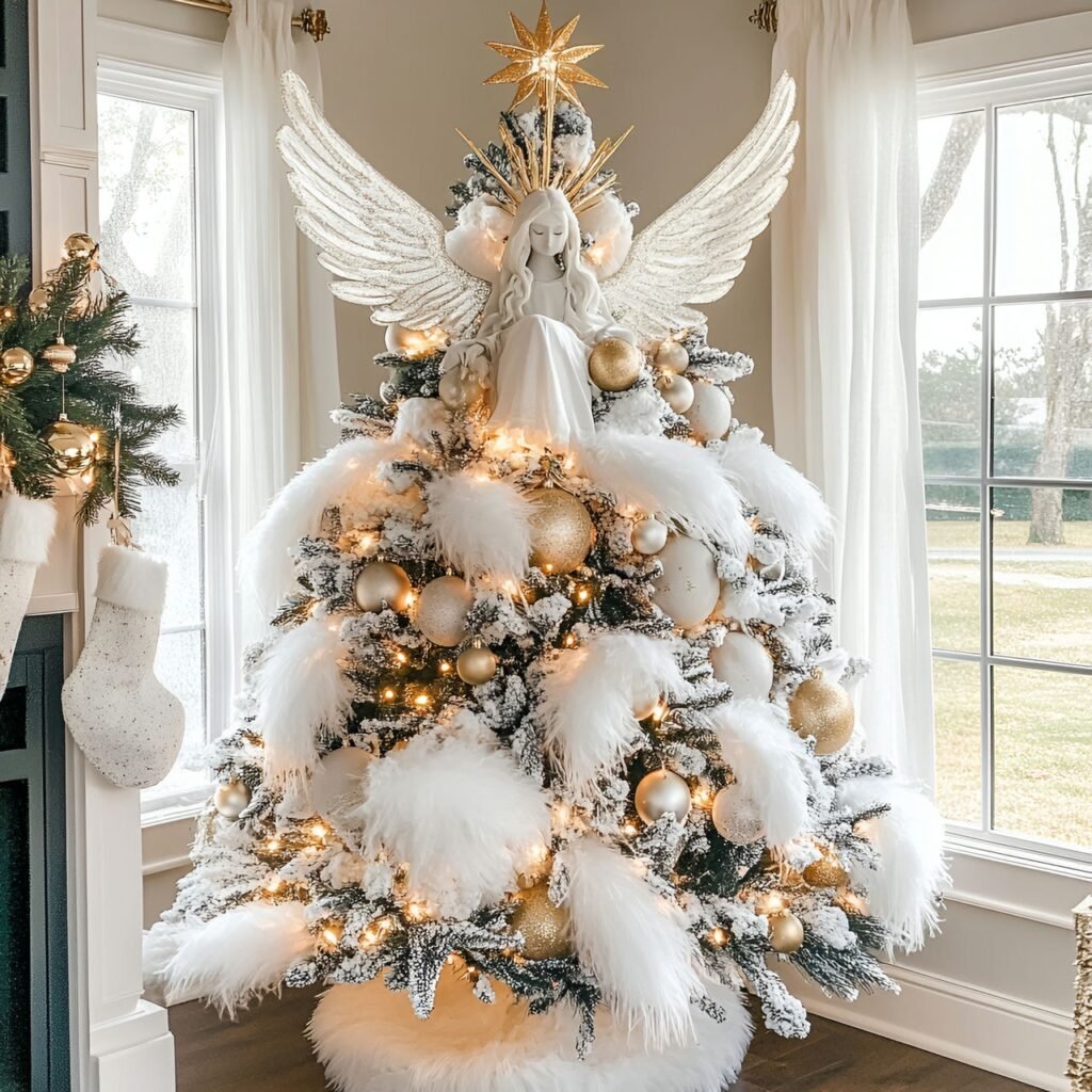 25. Angel-Themed Christmas Tree: Heavenly Décor for a Serene Holiday