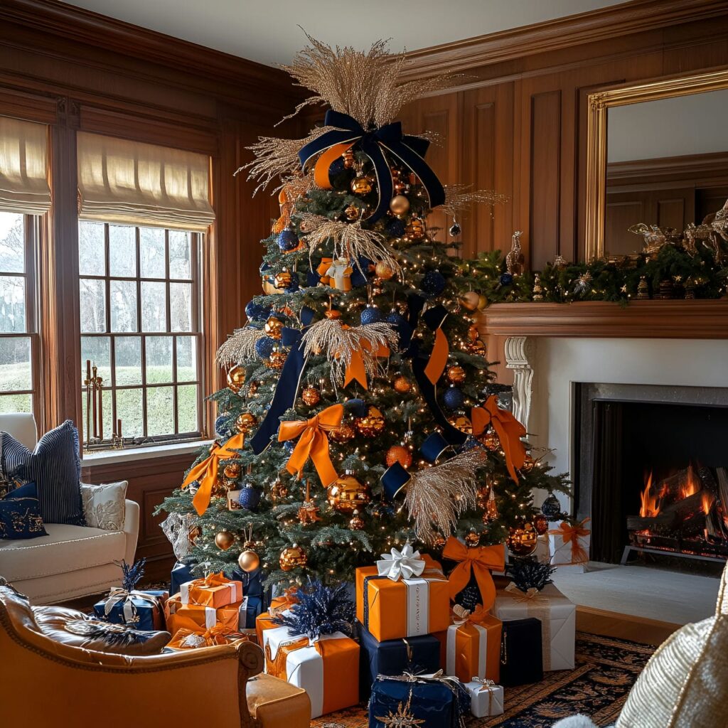 04. Hermes Christmas Tree with Orange and Navy Accents