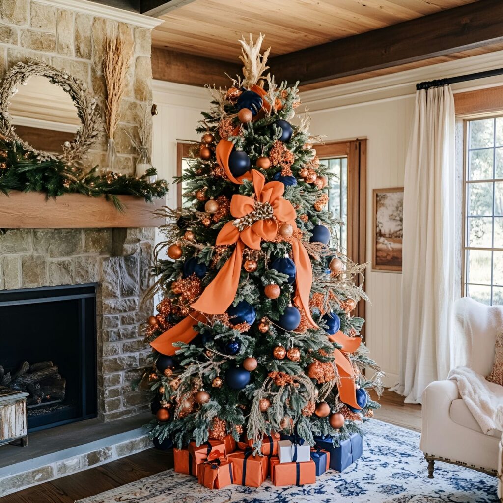 04. Hermes Christmas Tree with Orange and Navy Accents