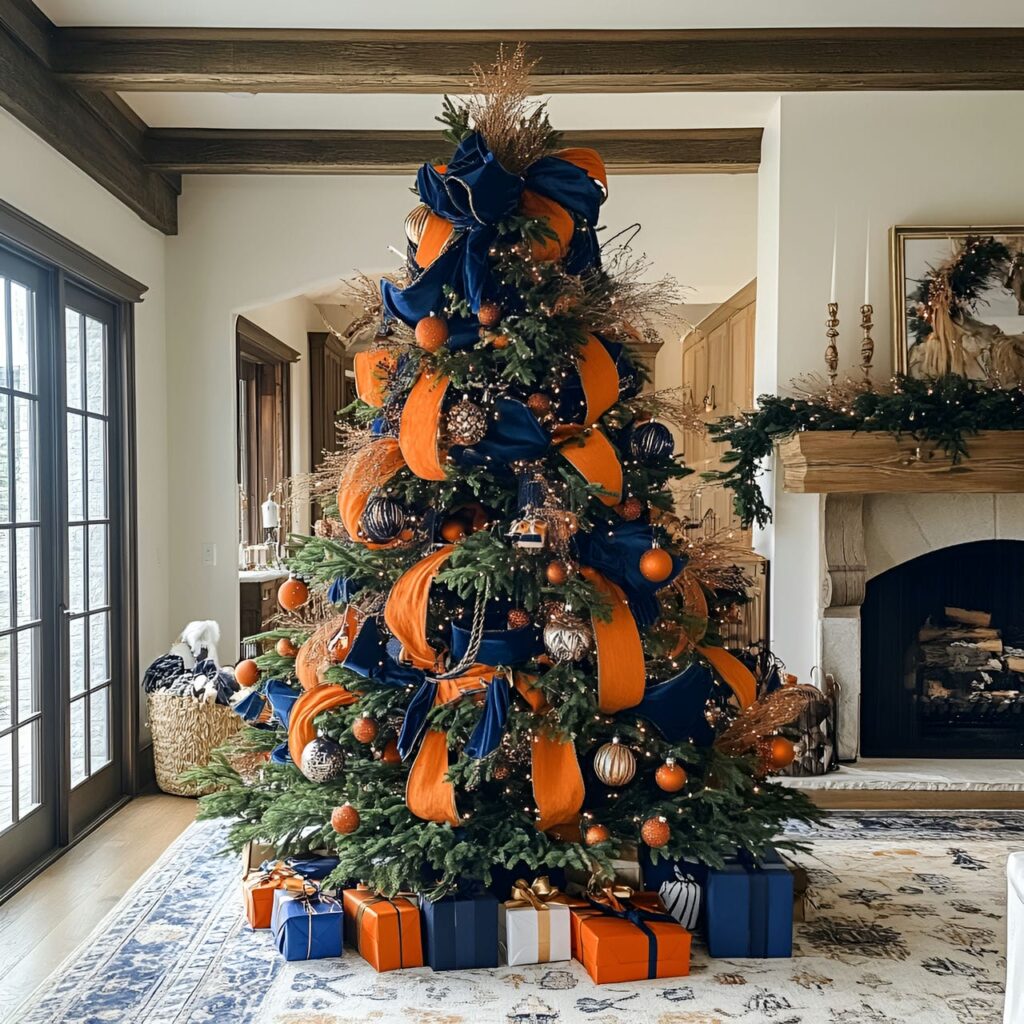 04. Hermes Christmas Tree with Orange and Navy Accents