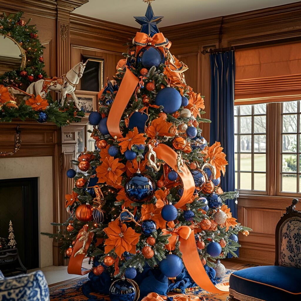 04. Hermes Christmas Tree with Orange and Navy Accents