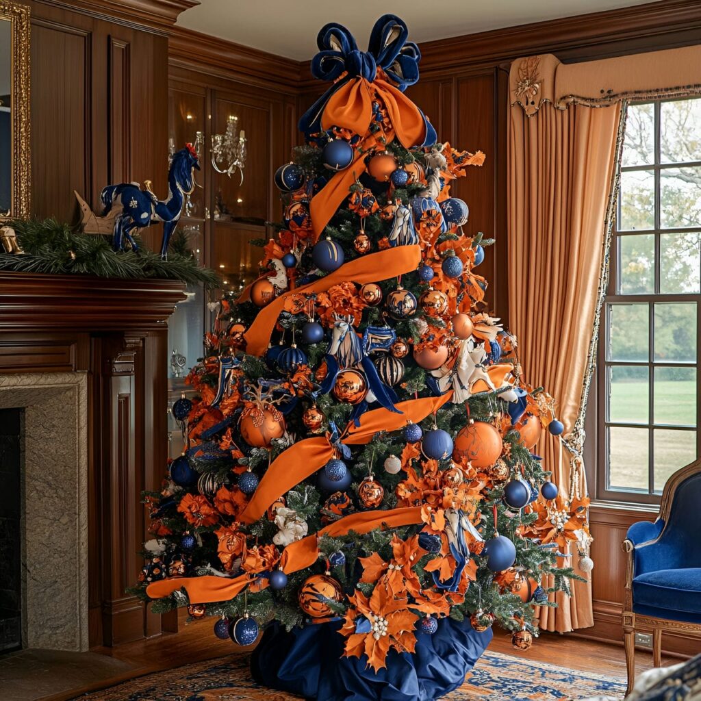 04. Hermes Christmas Tree with Orange and Navy Accents