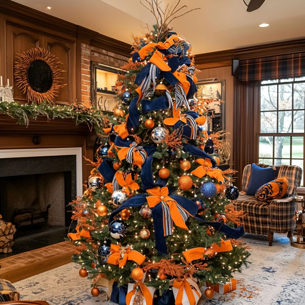 04. Hermes Christmas Tree with Orange and Navy Accents