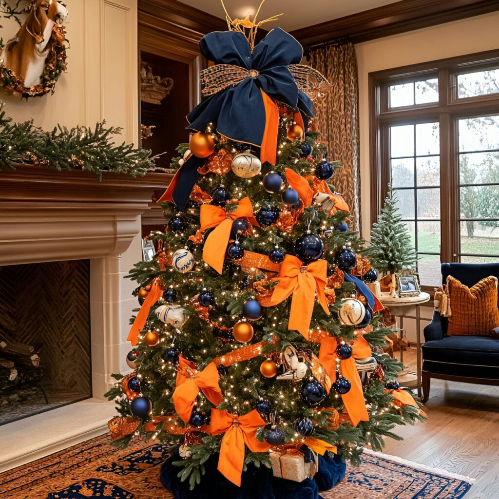 04. Hermes Christmas Tree with Orange and Navy Accents