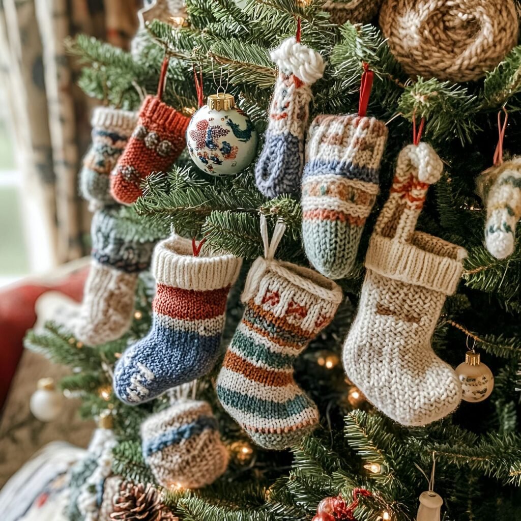 22. Knitted Ornament Tree with Mini Winter Garments