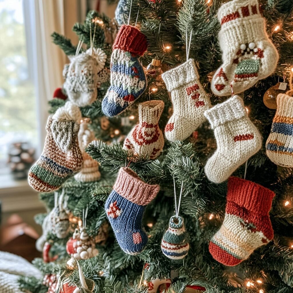 22. Knitted Ornament Tree with Mini Winter Garments