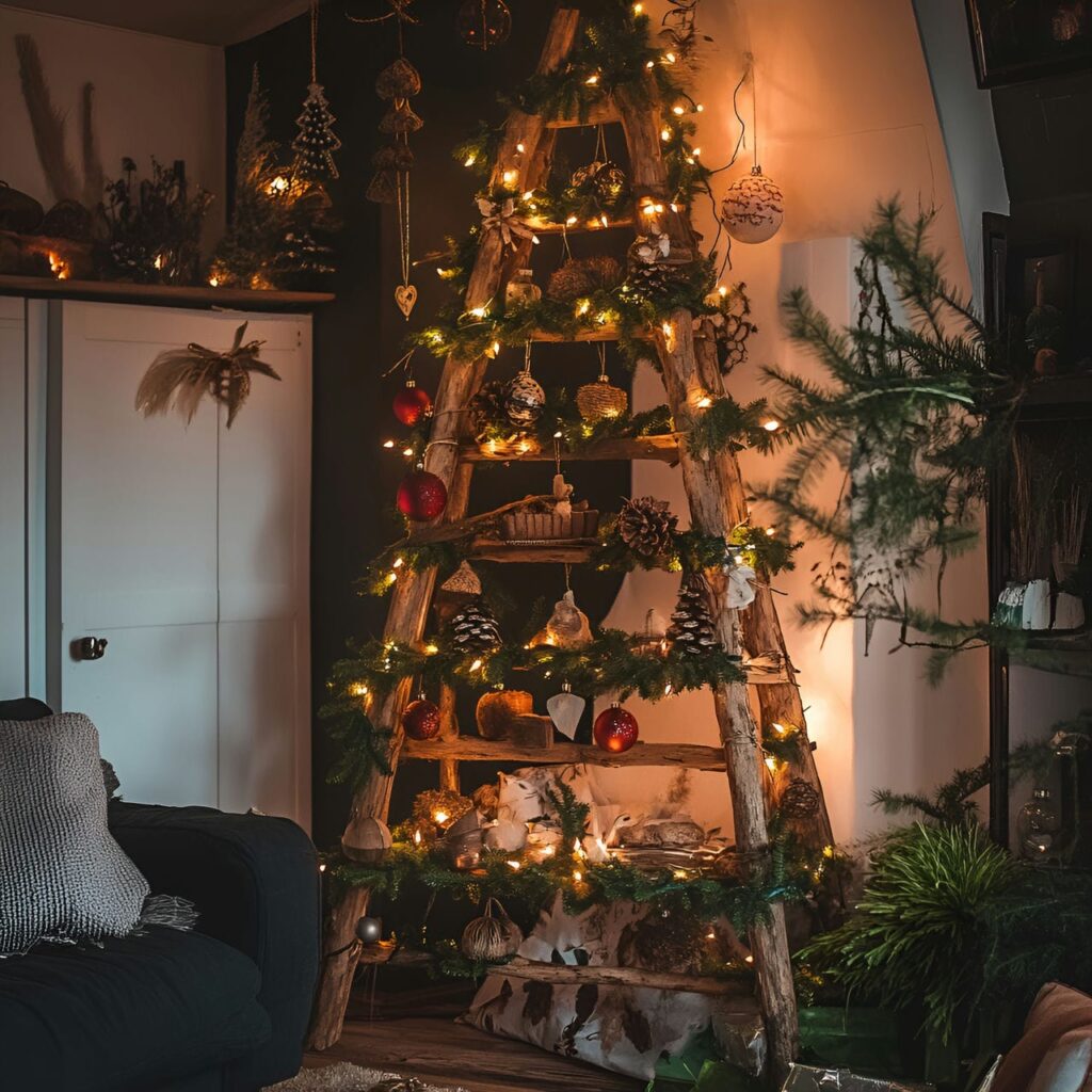 11. Ladder Christmas Tree with Citrus and Wooden Stars