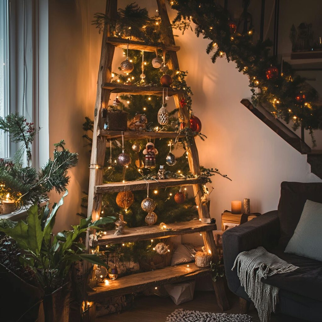 11. Ladder Christmas Tree with Citrus and Wooden Stars