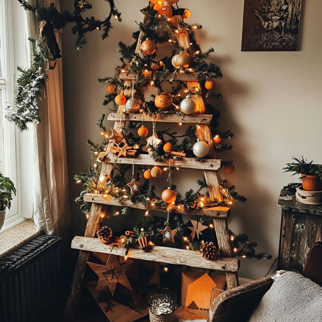 11. Ladder Christmas Tree with Citrus and Wooden Stars