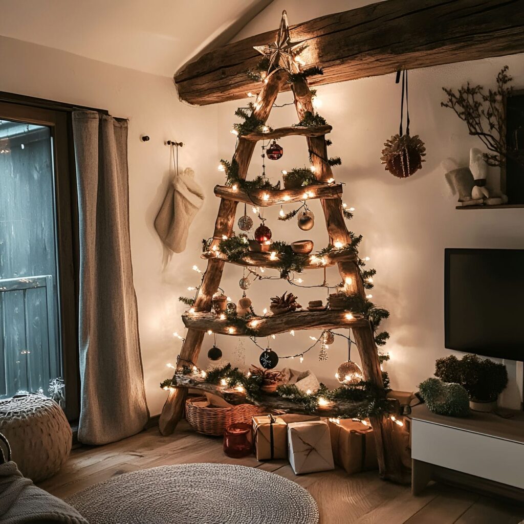 11. Ladder Christmas Tree with Citrus and Wooden Stars