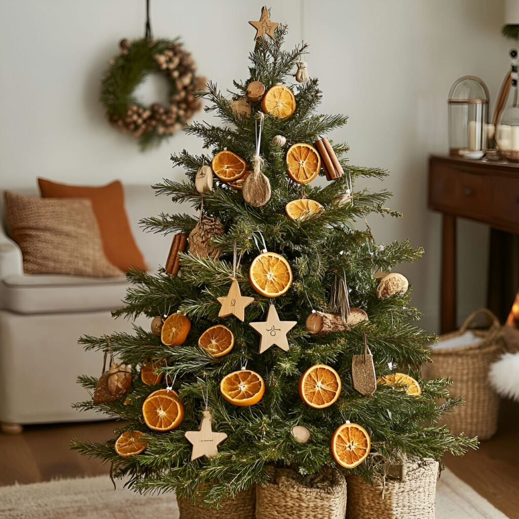 27. Living Potted Herb Christmas Tree with Fragrant Orange Slices